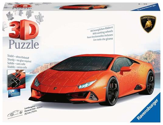 Puzzle 3D Lamborghini Huracán EVO arancione. Veicoli