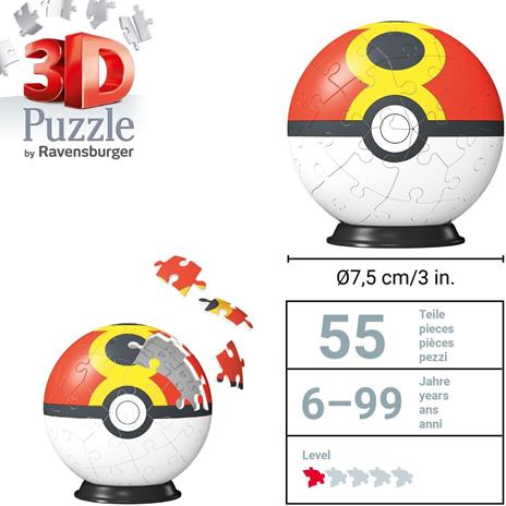 Ravensburger -  Puzzle Pokémon Repeat Ball, Puzzle 3D 54 pz - 3