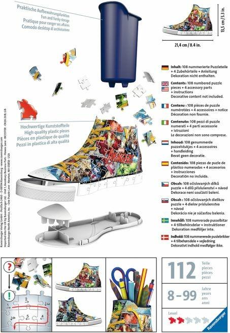 Ravensburger - 3D Puzzle Portapenne Sneaker Avengers, 108 Pezzi, 8+ Anni - 5