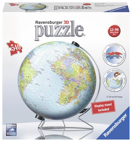 Ravensburger - 3D Puzzle Globo, 540 Pezzi, 10+ Anni