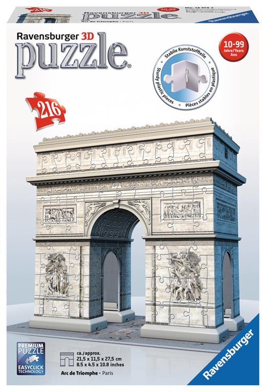 Ravensburger - 3D Puzzle Arco di Trionfo, Parigi, 216 Pezzi, 8+ Anni - 2