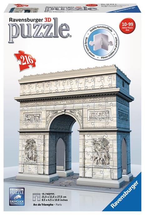 Ravensburger - 3D Puzzle Arco di Trionfo, Parigi, 216 Pezzi, 8+ Anni - 5