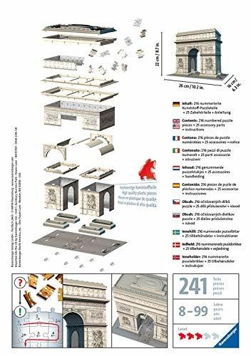 Ravensburger - 3D Puzzle Arco di Trionfo, Parigi, 216 Pezzi, 8+ Anni - 11
