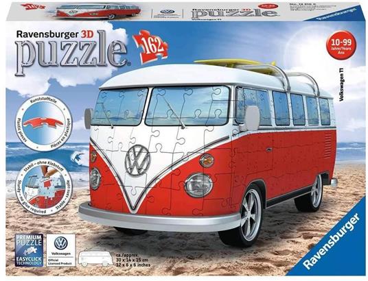 Ravensburger - 3D Puzzle Camper Volkswagen T1, 162 Pezzi, 8+ Anni - 6