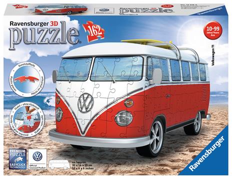 Ravensburger - 3D Puzzle Camper Volkswagen T1, 162 Pezzi, 8+ Anni - 8