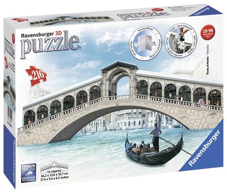 Ravensburger - 3D Puzzle Ponte Di Rialto, Venezia, 216 Pezzi, 8+ Anni - 3