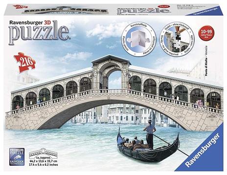 Ravensburger - 3D Puzzle Ponte Di Rialto, Venezia, 216 Pezzi, 8+ Anni - 14