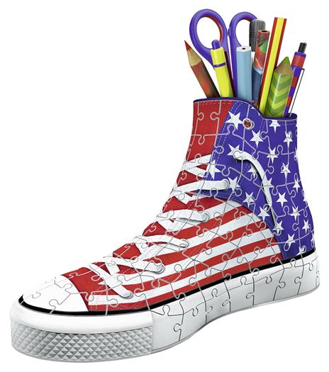 Ravensburger - 3D Puzzle Portapenne Sneaker Usa Flag Edition, 108 Pezzi, 8+ Anni - 3