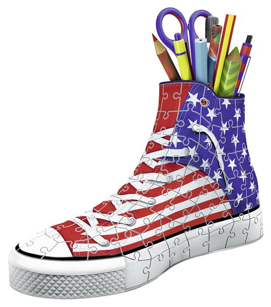 Ravensburger - 3D Puzzle Portapenne Sneaker Usa Flag Edition, 108 Pezzi, 8+ Anni - 3