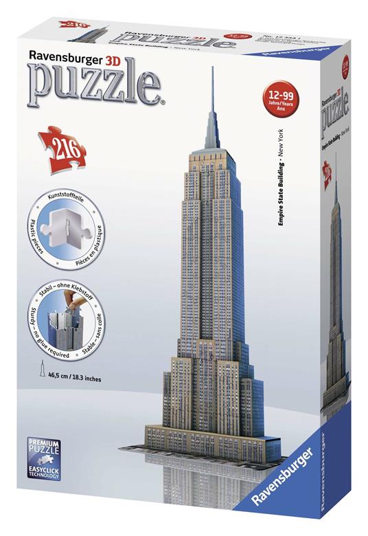 Ravensburger - 3D Puzzle Empire State Building, New York, 216 Pezzi, 8+ Anni - 3