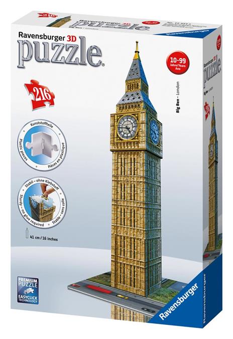 Ravensburger - 3D Puzzle Big Ben, Londra, 216 Pezzi, 8+ Anni - 4