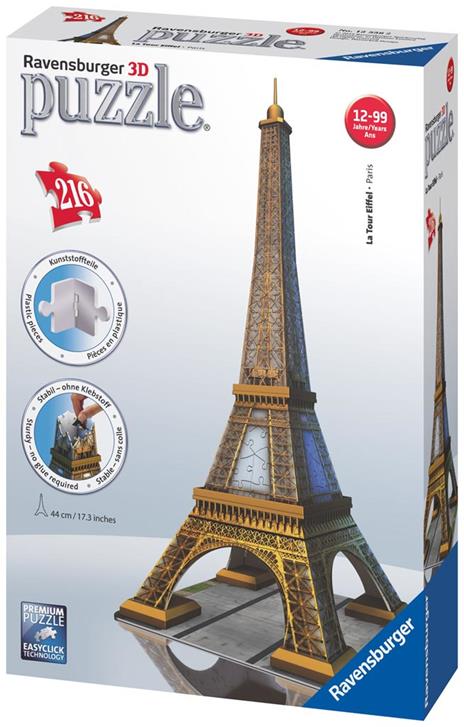 Ravensburger - 3D Puzzle Tour Eiffel, Parigi, 216 Pezzi, 8+ Anni - 11