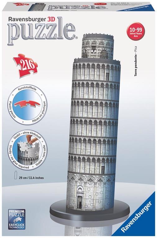 Ravensburger - 3D Puzzle Torre Di Pisa, Italia, 216 Pezzi, 8+ Anni - 3