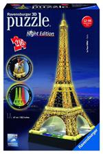 Ravensburger - 3D Puzzle Tour Eiffel Night Edition con Luce, Parigi, 216 Pezzi, 10+ Anni