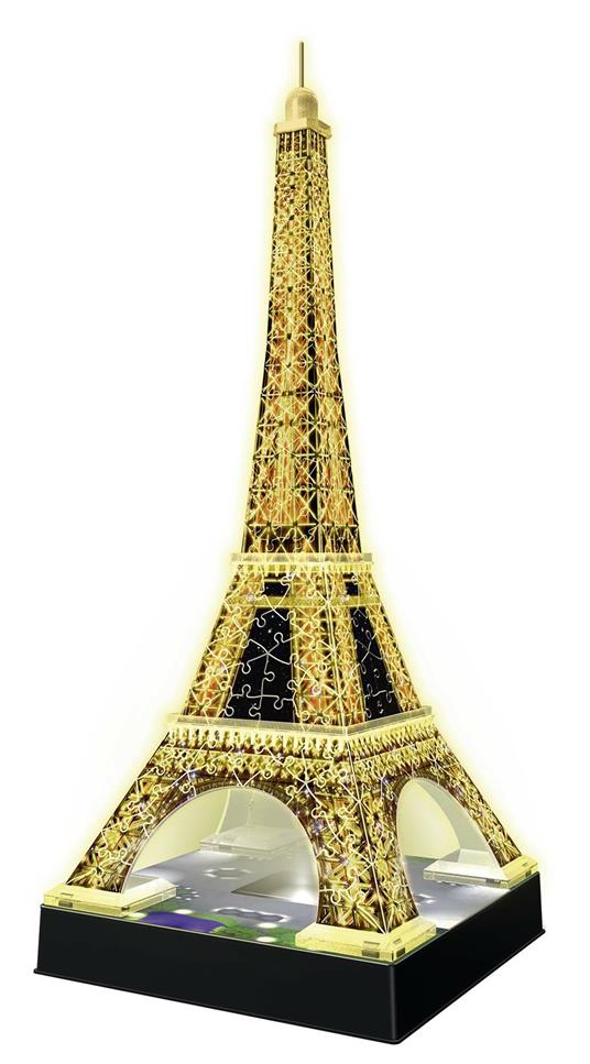 Ravensburger - 3D Puzzle Tour Eiffel Night Edition con Luce, Parigi, 216 Pezzi, 10+ Anni - 3