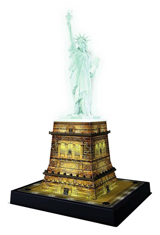 Ravensburger - 3D Puzzle Statua Della Libertà Night Edition con Luce, New York, 108 Pezzi, 8+ Anni - 6