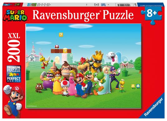 Ravensburger - Puzzle Super Mario, 200 Pezzi XXL, Età Raccomandata 8+ Anni