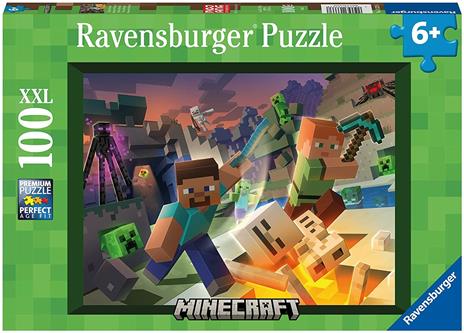 Ravensburger - Puzzle Minecraft, 100 Pezzi XXL, Età Raccomandata 6+ Anni - 2