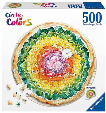 Ravensburger - Puzzle Circolare Pizza, Collezione Circle of Colors 500 Pezzi, Puzzle Adulti