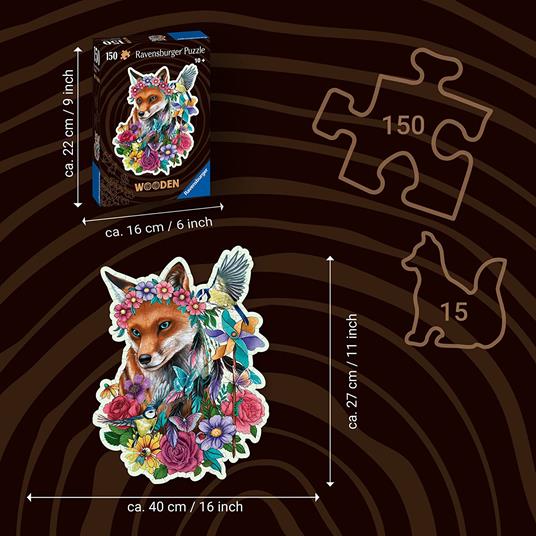 Ravensburger - Puzzle di legno Shaped, Volpe, 150 Pezzi - 3