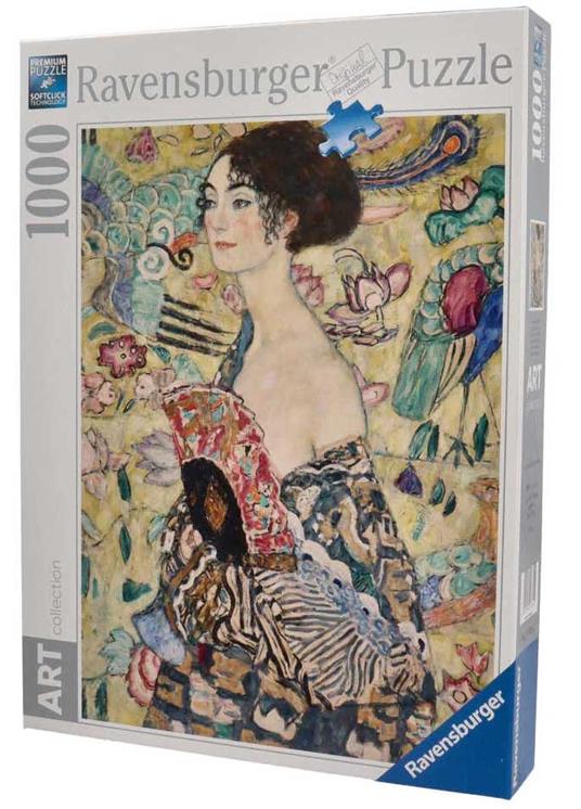Ravensburger - Puzzle Klimt: Dama col Ventaglio, Art Collection, 1000 Pezzi, Puzzle Adulti