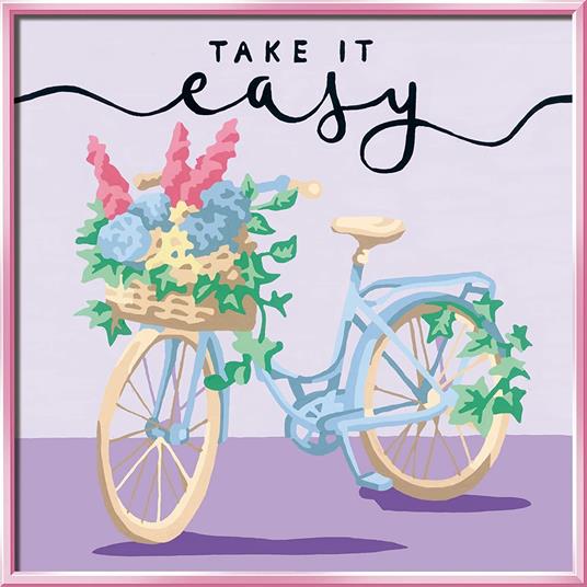 Ravensburger - CreArt Take It Easy, Bicicletta, Kit Dipingere i Numeri, Contiene Tavola Prestampata 20x20 cm, Pennello - 3