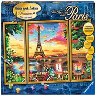 Ravensburger - CreArt Trittico, Paris Reflections, Parigi, Kit Dipingere i Numeri, Contiene 3 Tavole Prestampate, Pennello