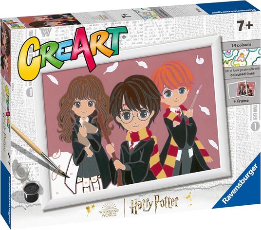 Ravensburger - CreArt Serie D: Harry Potter - Il trio magico, Kit per Dipingere con i Numeri, - 3