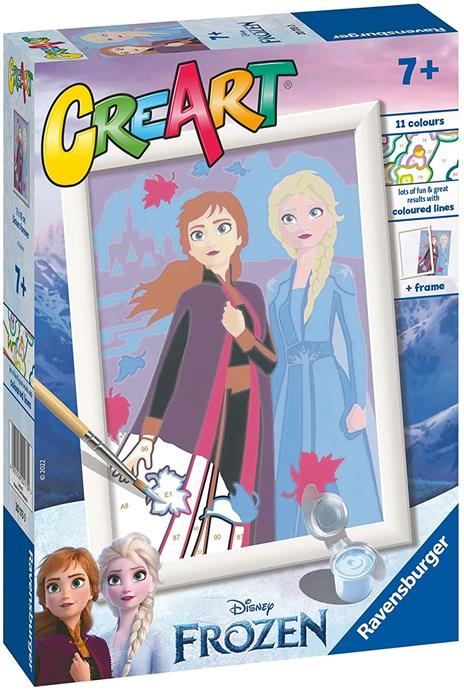 Ravensburger - CreArt Serie E: Frozen, Elsa e Anna, Kit Dipingere i Numeri, Contiene una Tavola Prestampata, Pennello - 2