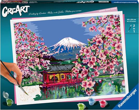 Ravensburger - CreArt La fioritura dei ciliegi in Giappone, Kit per Dipingere con i Numeri - 2