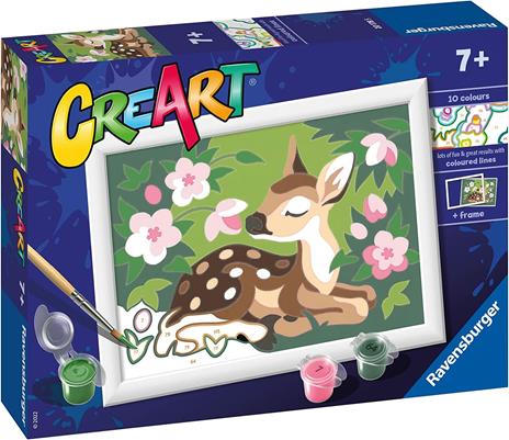 Ravensburger - CreArt Serie E: Cerbiatto fra i Fiori, Kit per Dipingere con i Numeri, - 2