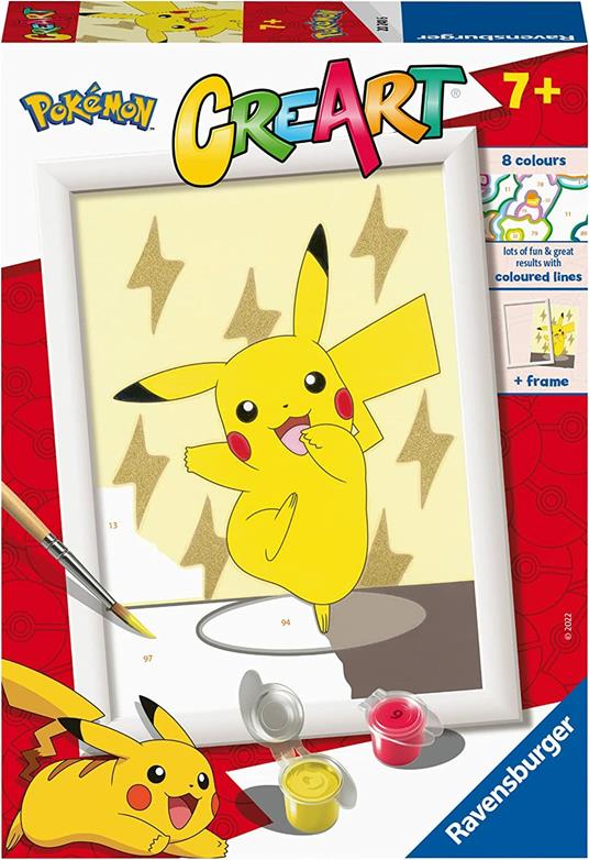 Ravensburger - CreArt Serie E: Pokémon, Pikachu, Kit per Dipingere con i  Numeri, Contiene una Tavola Prestampata, Pennello - Ravensburger - Creart -  Pittura - Giocattoli