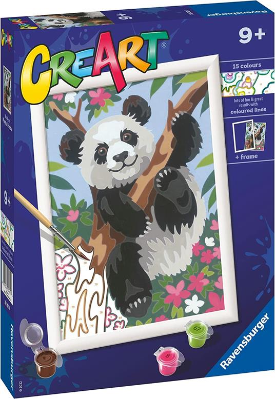 Ravensburger - CreArt Serie D: Panda, Kit per Dipingere con i Numeri, - 2
