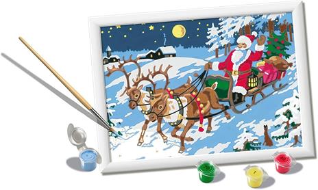 CreArt Serie D: La Consegna dei Regali, Babbo Natale, Kit Dipingere i Numeri, Contiene una Tavola Prestampata, Pennello - 5