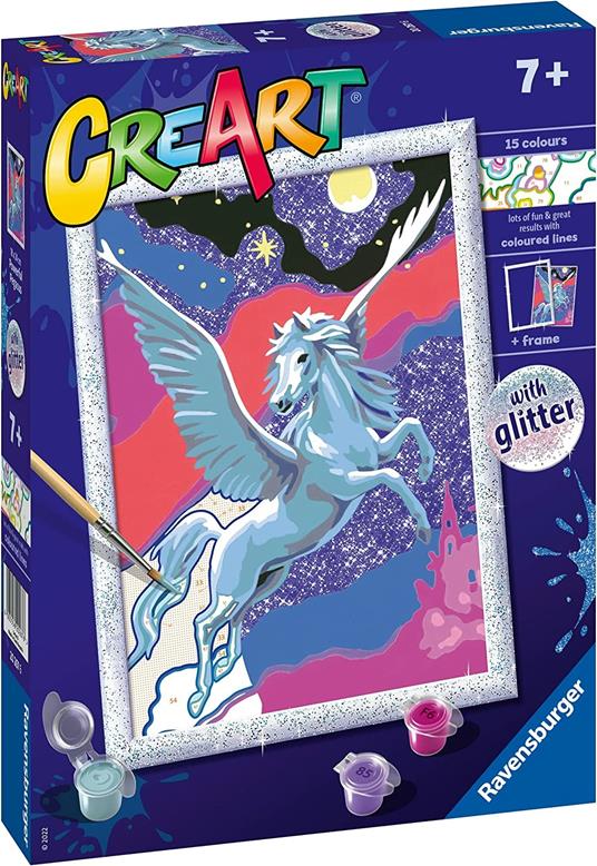 Ravensburger - CreArt Serie D: Pegaso scintillante, Kit per Dipingere con i Numeri, - 2