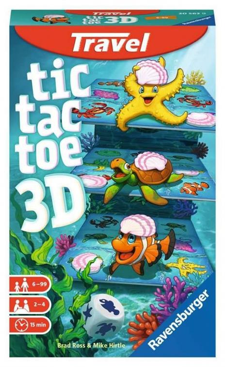 Ravensburger - Tic Tac Toe 3D Travel Game, Gioco Tris Tascabile, 2-4 Giocatori, 6+ Anni