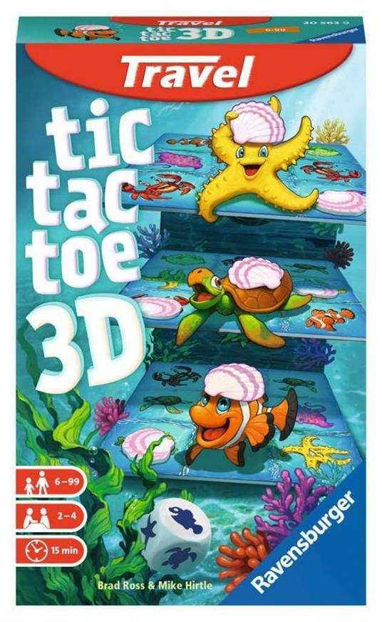 Ravensburger - Tic Tac Toe 3D Travel Game, Gioco Tris Tascabile, 2-4 Giocatori, 6+ Anni