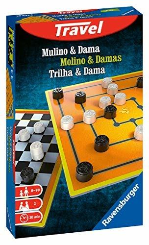 Ravensburger - Mulino & Dama Travel , Gioco da Tavolo Tascabile, 2-4 Giocatori, 8+ Anni - 2
