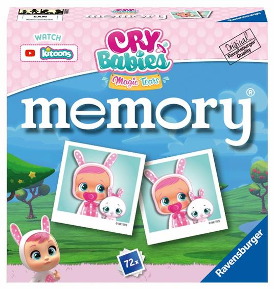 Ravensburger - Memory Versione Cry Babies, 72 Tessere, Gioco Da Tavolo, 4+ Anni