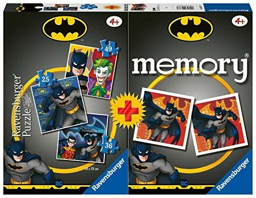 Ravensburger - Multipack Batman, Memory 48 Carte + 3 PuzzleBambino da 25/36/49 pezzi, 4+ Anni