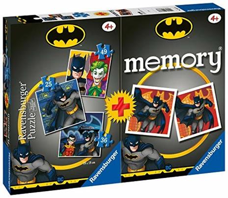 Ravensburger - Multipack Batman, Memory 48 Carte + 3 PuzzleBambino da 25/36/49 pezzi, 4+ Anni - 2
