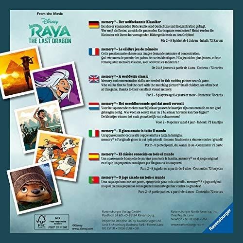 Ravensburger - Memory Versione Raya Disney, 72 Tessere, Gioco Da Tavolo, 4+ Anni - 3
