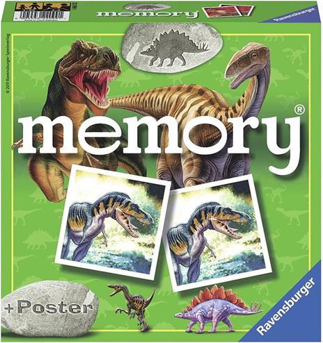 Ravensburger - Memory Dinosauri, 72 Tessere, Gioco Da Tavolo, 4+ Anni