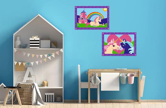 Ravensburer - CreArt Serie Junior, Unicorni, Kit dipingere con i Numeri, contiene 2 tavole prestampate, Pennello, Colori - 5