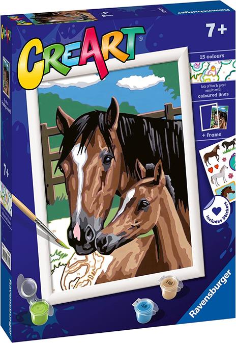 Ravensburger - CreArt Serie D: Cavalli al pascolo, Kit per Dipingere con i Numeri, Contiene una Tavola Prestampata, Pennello - 2