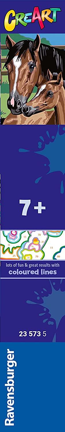 Ravensburger - CreArt Serie D: Cavalli al pascolo, Kit per Dipingere con i Numeri, Contiene una Tavola Prestampata, Pennello - 3