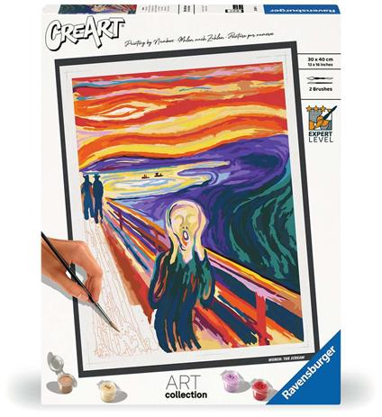 Ravensburger - CreArt Serie Premium B Art Collection - Munch: L'Urlo, Kit per Dipingere, 30 x 40 cm, 12+ Anni
