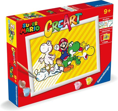 Ravensburger - CreArt Serie D, Super Mario, Dipingere con i Numeri, Kit Pittura Bambini, Cornice Inclusa 9+ Anni, 18x13 cm - 2