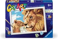 Ravensburger - CreArt Serie D: Leone e cucciolo, Dipingere con i Numeri, Kit Pittura Bambini, Cornice Inclusa