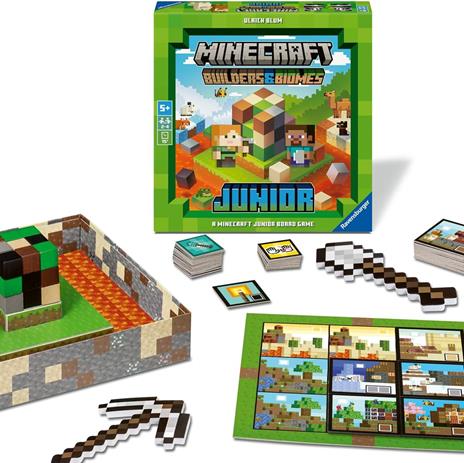 Ravensburger - Minecraft Builders & Biomes Junior, Gioco cooperativo per Bambini di 5+ Anni 2-4 Persone, Versione Italiana
